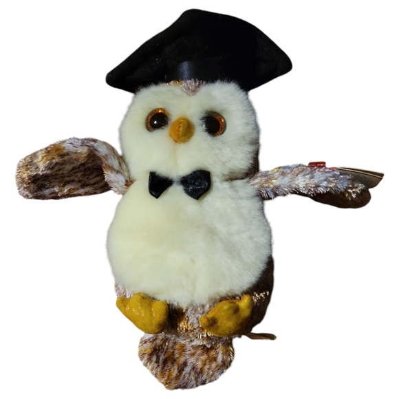 Vtg 2001 Ty Wise Owl Smarter Graduation School College Beanie Baby Error - Picture 6 of 14